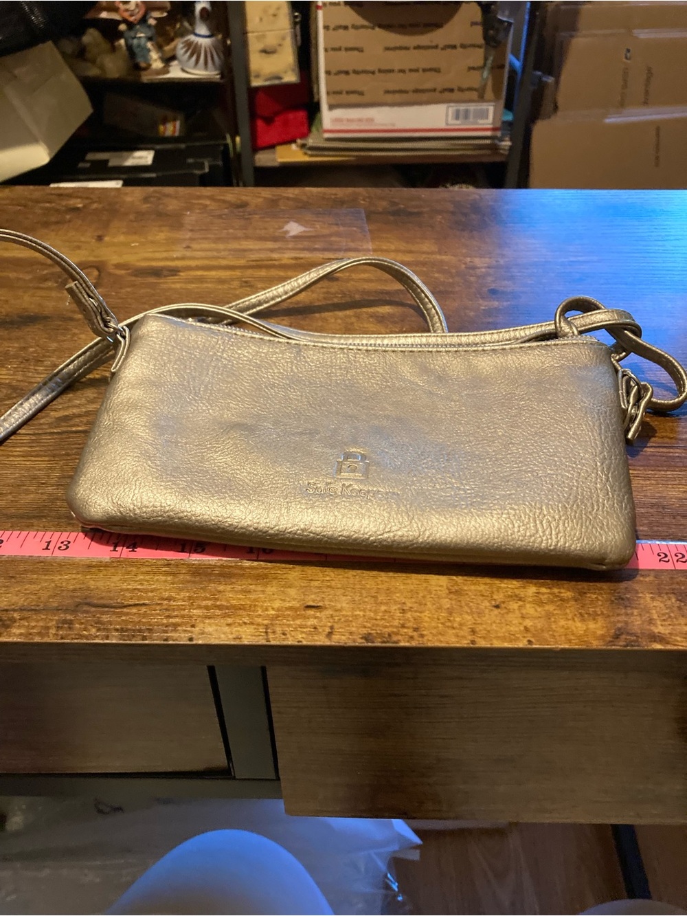Safe Keeper metallic silver crossbody bag
